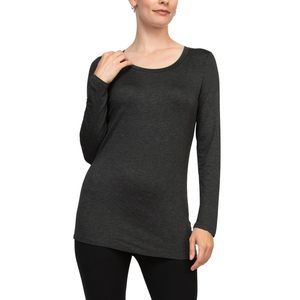 Cupio Scoop Neck Long Sleeve Solid Jersey Top-S
